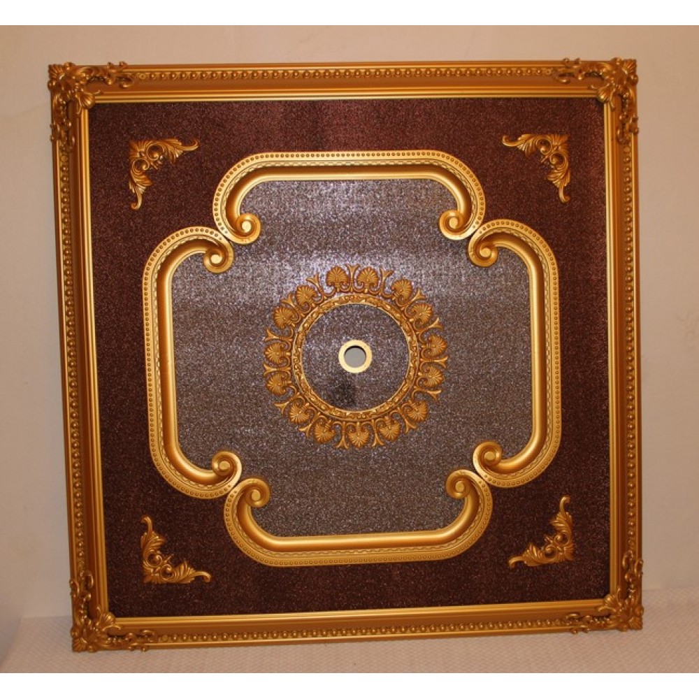 110 cm Kare Osmanli Saray Tavan S-374 Avize Gobegi Altin Varak Kaplamali 3D